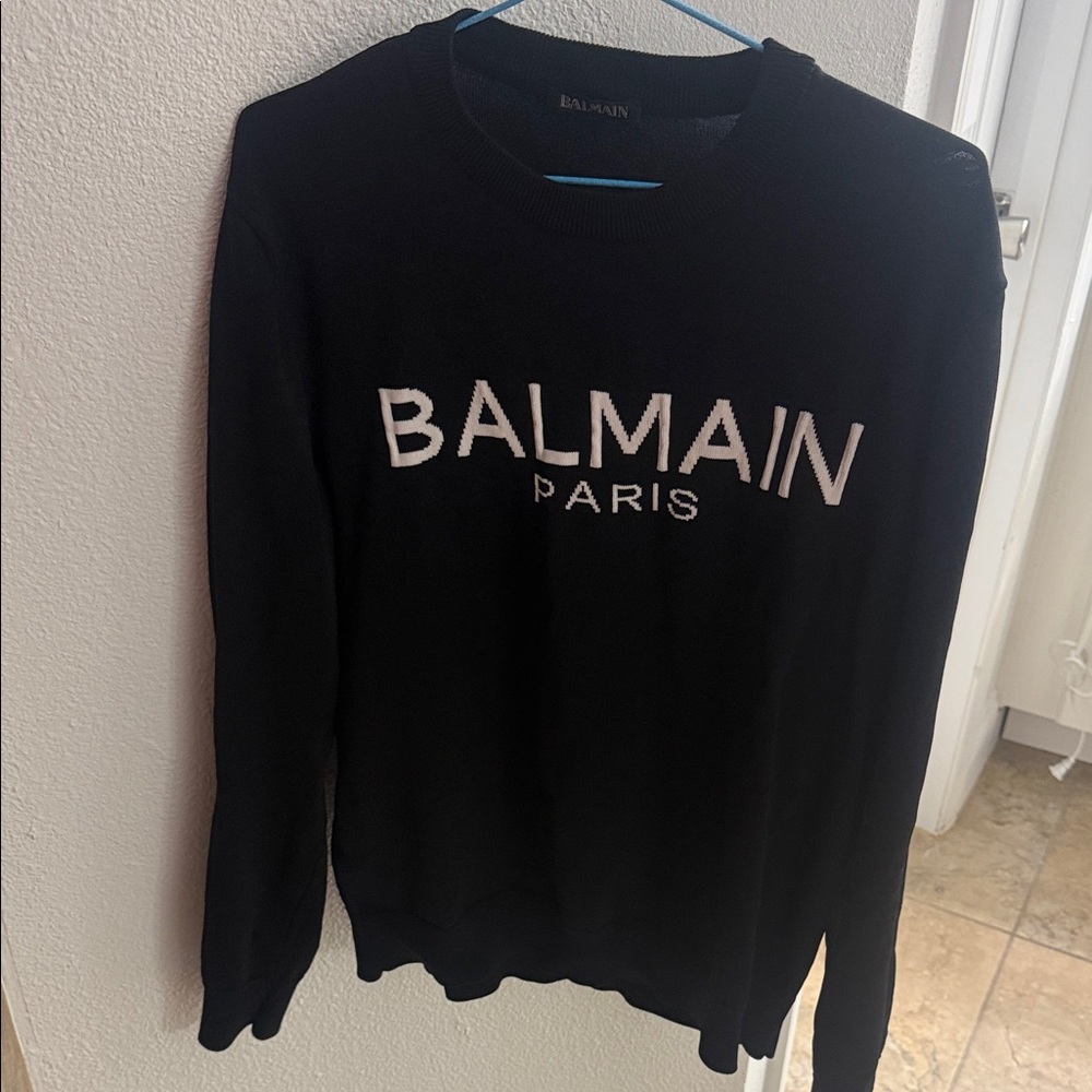 Balmain Black and White Logo Sweater